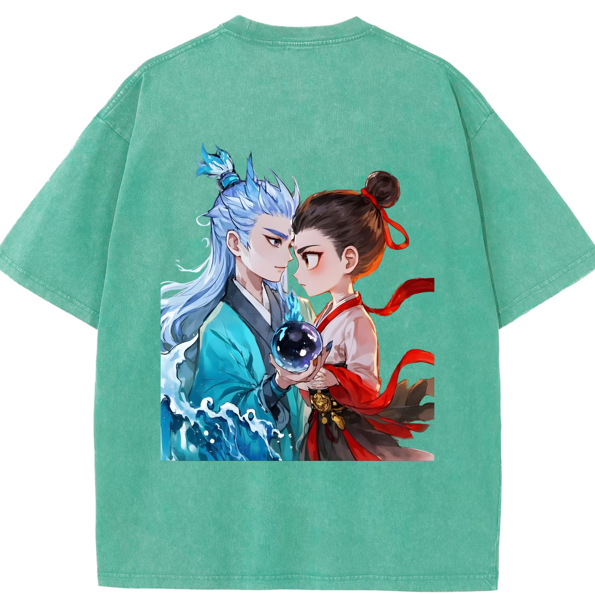 （画像用） Ne Zha 2 ナタ 魔童の大暴れ 綿100% ヴィンテージ風 半袖Tシャツ（背面プリント）